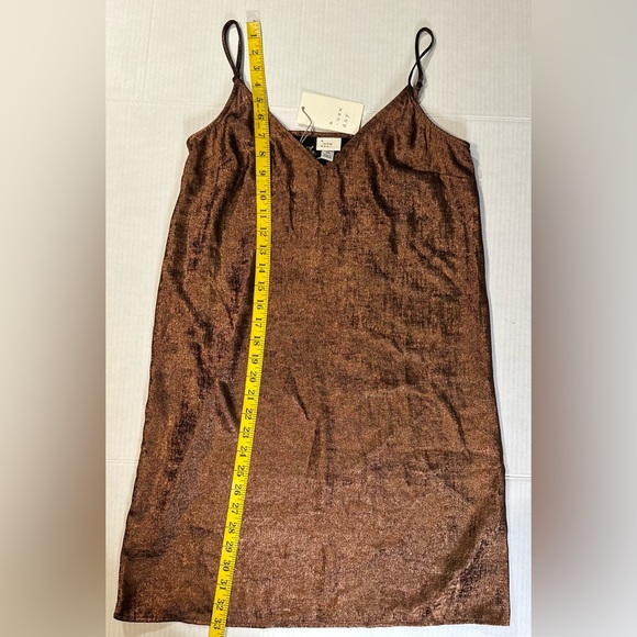 A New Day Copper Metallic Cami Slip Dress XS NWT - Picture 3 of 9